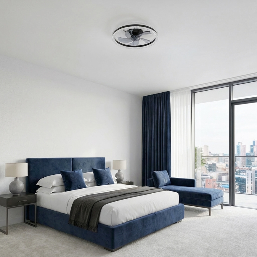 Brilagi - LED prigušiva stropni ventilator LED/62W/230V prečnik 50 cm crna + daljinski upravljač