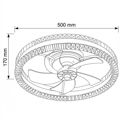 Brilagi - LED prigušiva stropni ventilator LED/62W/230V prečnik 50 cm crna + daljinski upravljač