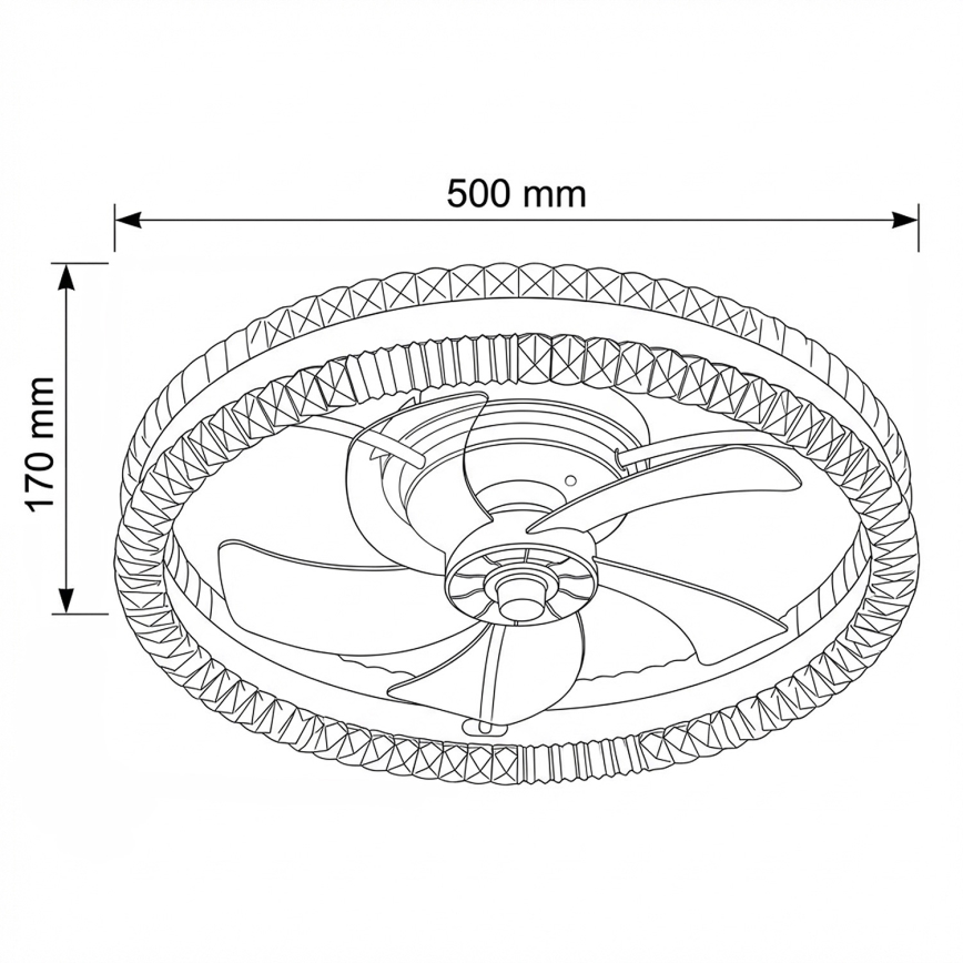 Brilagi - LED prigušiva stropni ventilator LED/62W/230V prečnik 50 cm crna + daljinski upravljač