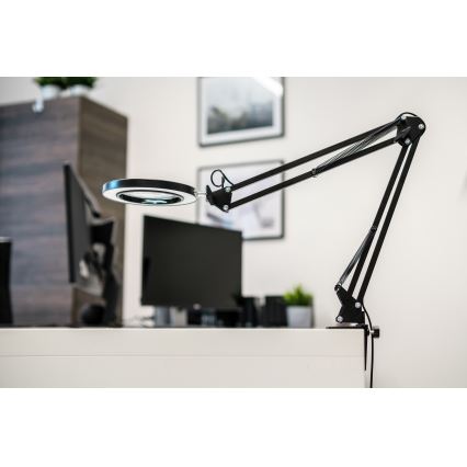 Brilagi - prigušiva LED stona lampa sa lupom LENS LED/12W/5V 3000/4200/6000K crna