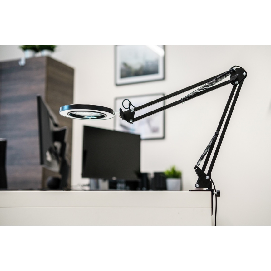 Brilagi - prigušiva LED stona lampa sa lupom LENS LED/12W/5V 3000/4200/6000K crna