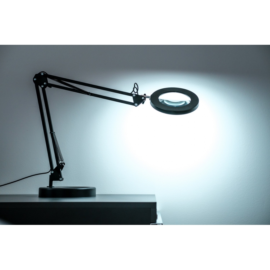 Brilagi - prigušiva LED stona lampa sa lupom LENS LED/12W/5V 3000/4200/6000K crna