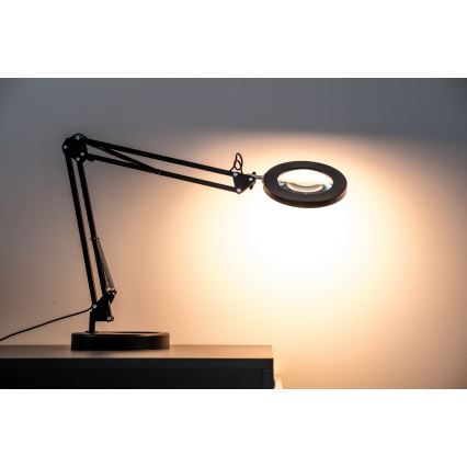 Brilagi - prigušiva LED stona lampa sa lupom LENS LED/12W/5V 3000/4200/6000K crna