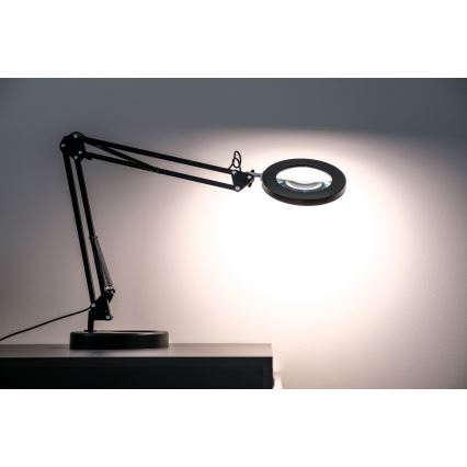 Brilagi - prigušiva LED stona lampa sa lupom LENS LED/12W/5V 3000/4200/6000K crna
