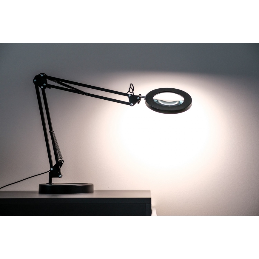 Brilagi - prigušiva LED stona lampa sa lupom LENS LED/12W/5V 3000/4200/6000K crna
