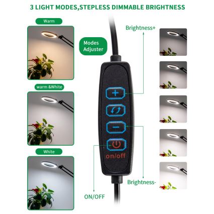 Brilagi - prigušiva LED stona lampa sa lupom LENS LED/12W/5V 3000/4200/6000K crna