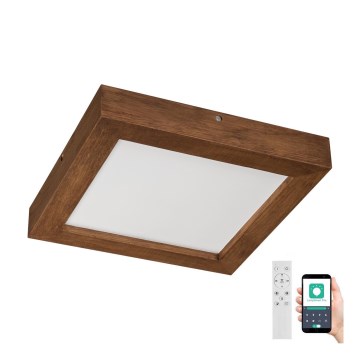 Brilagi - prigušiva LED stropna lampa za kupatilo WOODY FRAME LED/24W/230V hrast-trešnja 30x30 cm 3000-6000K IP44 + daljinski upravljač