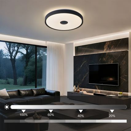 Brilagi - LED prigušiva plafonska lampa CORVO LED/72W/230V 3000-6000K crna prečnik 50 cm + daljinski upravljač