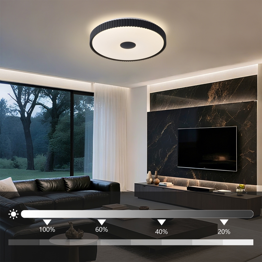 Brilagi - LED prigušiva plafonska lampa CORVO LED/72W/230V 3000-6000K crna prečnik 50 cm + daljinski upravljač
