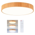 Brilagi - prigušiva LED stropna svetiljka POOL LED/50W/230V 3000-6000K prečnik 40 cm dekor drveta + daljinski upravljač