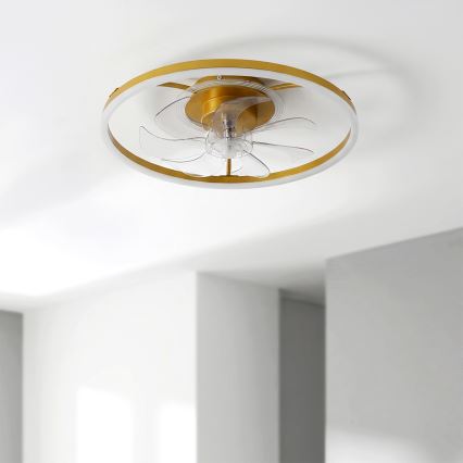 Brilagi - LED prigušiva plafonski ventilator LED/66W/230V 3000-6500K pr. 55 cm bela/zlatna + daljinski upravljač