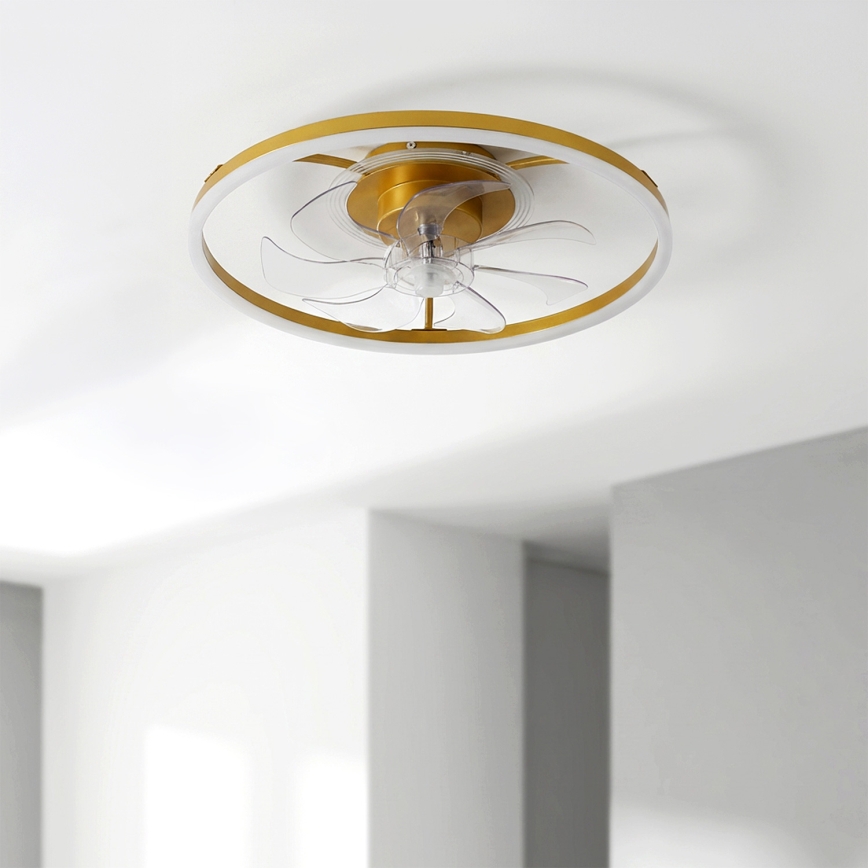 Brilagi - LED prigušiva plafonski ventilator LED/66W/230V 3000-6500K pr. 55 cm bela/zlatna + daljinski upravljač
