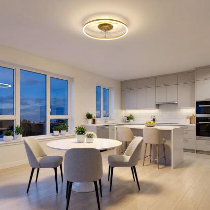Brilagi - LED prigušiva plafonski ventilator LED/66W/230V 3000-6500K pr. 55 cm bela/zlatna + daljinski upravljač