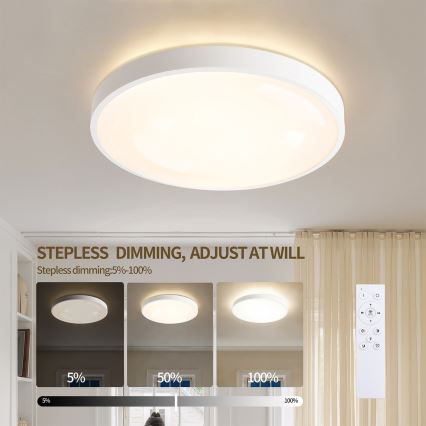 Brilagi - LED prigušiva stropno svetlo GLASS POOL DOUBLE LED/48W/230V 3000-6000K 40 cm bela + daljinski upravljač