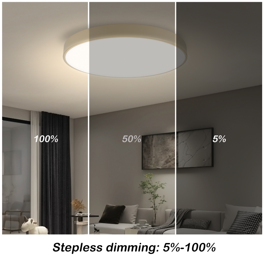 Brilagi - LED prigušiva stropna svetiljka POOL SMART LED/60W/230V 3000–6000K, prečnik 50 cm, Wi‑Fi Tuya, bež + daljinski upravljač