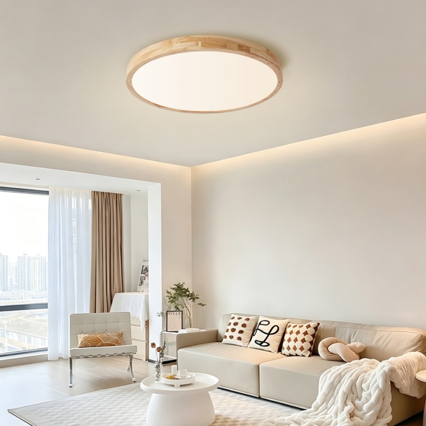 BRILAGI - LED prigušiva plafonska svetiljka WOODLINE LED/72W/230V 3000-6000K hrast prečnik 60 cm + daljinski upravljač