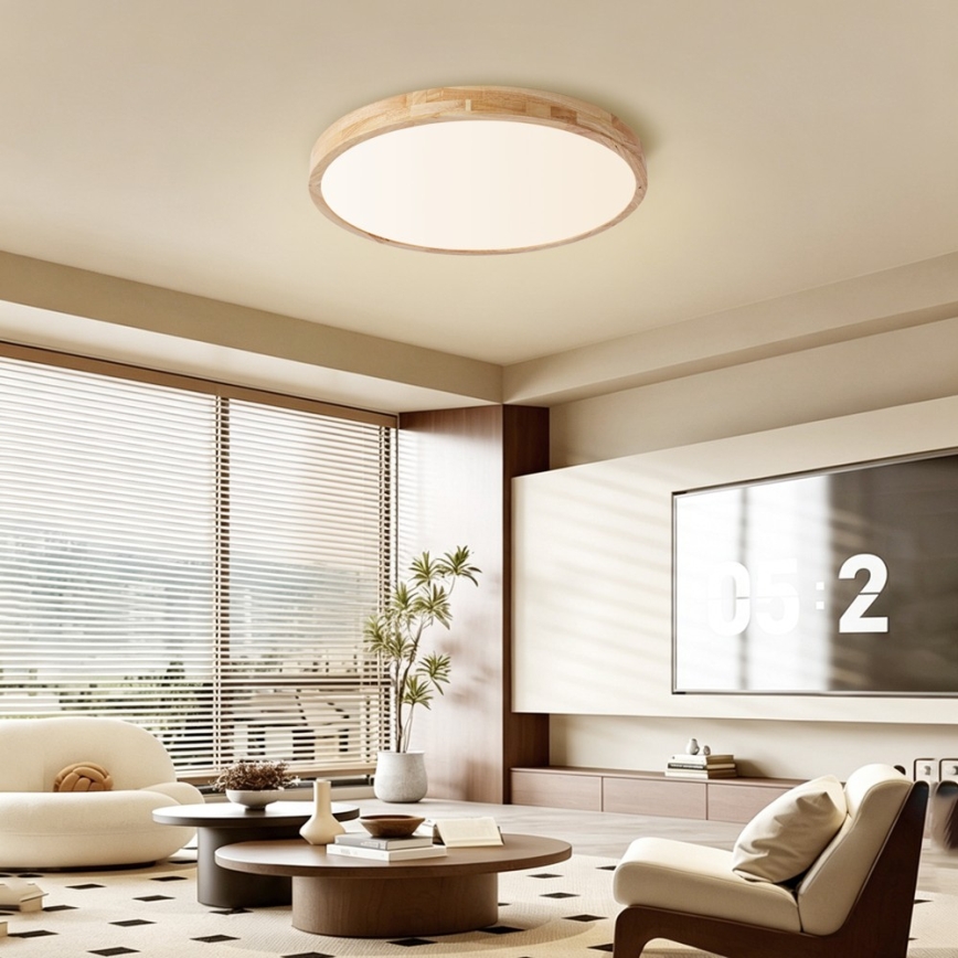 BRILAGI - LED prigušiva plafonska svetiljka WOODLINE LED/72W/230V 3000-6000K hrast prečnik 60 cm + daljinski upravljač