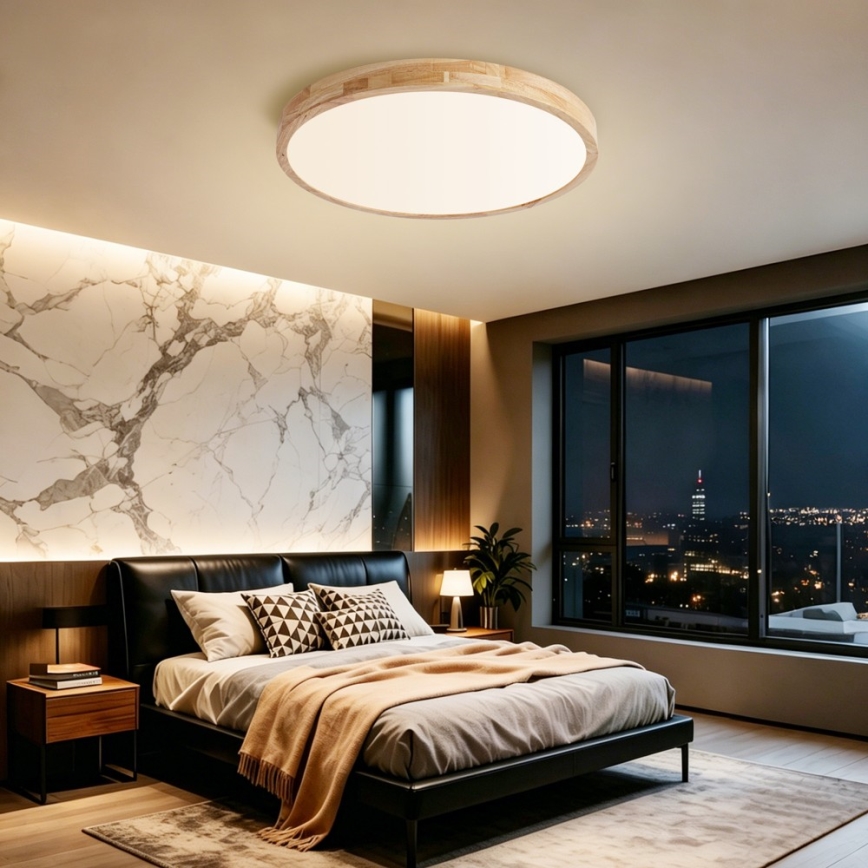 BRILAGI - LED prigušiva plafonska svetiljka WOODLINE LED/72W/230V 3000-6000K hrast prečnik 60 cm + daljinski upravljač