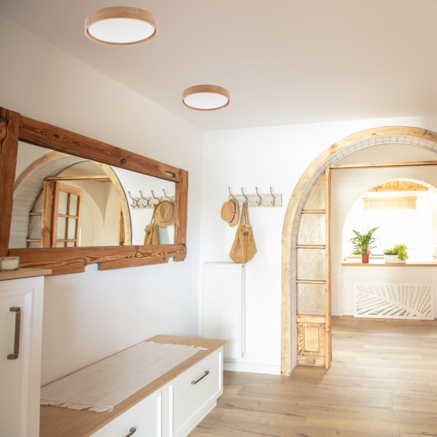 Brilagi - LED prigušiva stropna svetiljka MANAROLA LED/24W/230V prečnik 42 cm 3000-6500K hrast + daljinski upravljač
