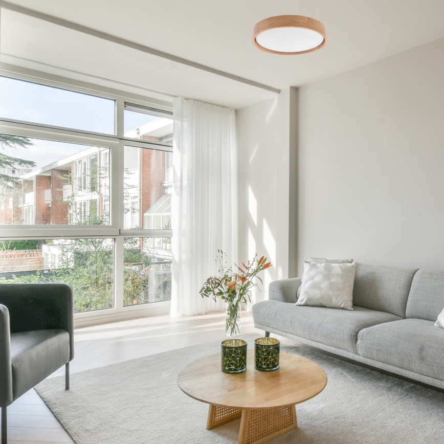 Brilagi - LED prigušiva stropna svetiljka MANAROLA LED/24W/230V prečnik 42 cm 3000-6500K hrast + daljinski upravljač