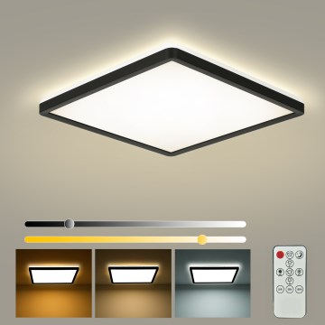 Brilagi - prigušiva stropna LED svetiljka ULTRA SLIM LED/18W/230V 2700-6500K 30x30 cm crna + daljinski upravljač
