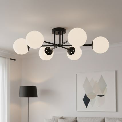 Brilagi - Prislonjen luster MALIVA 6xE14/15W/230V crna/bela