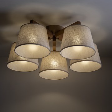 Brilagi - Prislonjen plafonski luster LATTE SABIA 5xE27/15W/230V borovina/krem