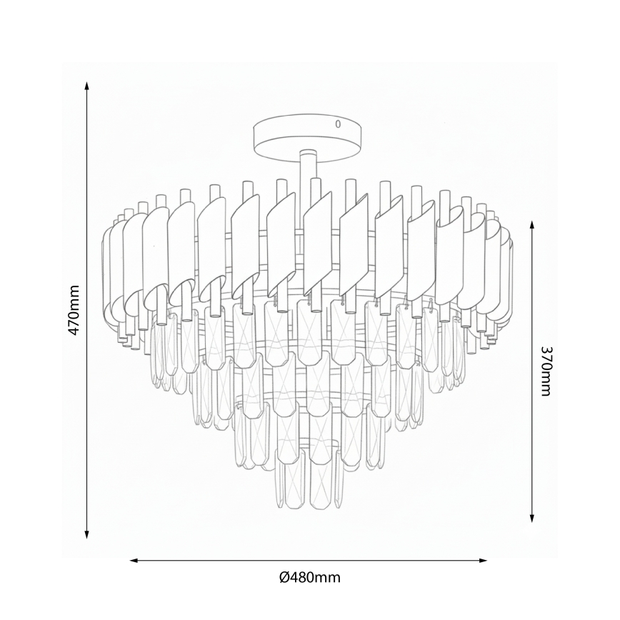 Brilagi - Prislonjen stropni luster ECLIPSE 7xE14/10W/230V prečnik 48 cm crna/zlatna