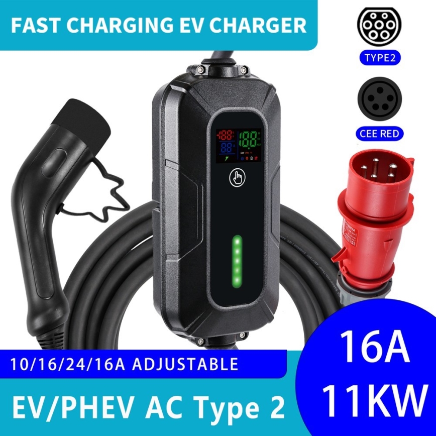 Brilagi - Prenosna punjačka stanica za električna vozila FAST AC Type 2 16A/380V 11kW + utikač 230V, 3,7kW 5m + futrola