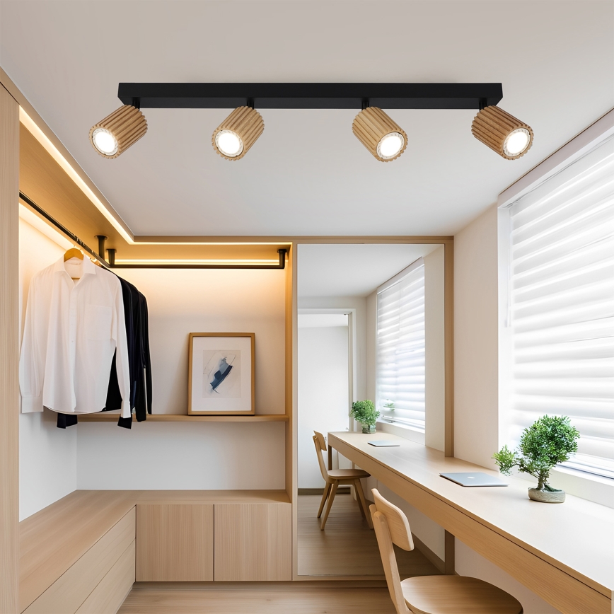 Brilagi - Reflektor MODERN WOOD 4xGU10/8W/230V drvo/crna
