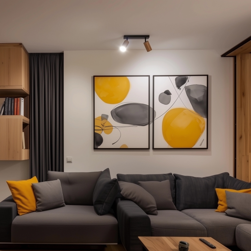 Brilagi - Reflektor SELE 2xGU10/30W/230V crna/dekor hrasta