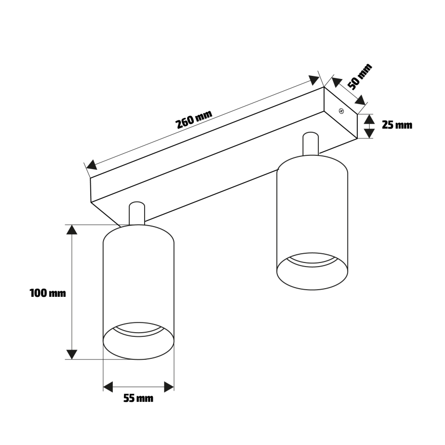 Brilagi - Reflektor SELE 2xGU10/30W/230V crna/dekor hrasta