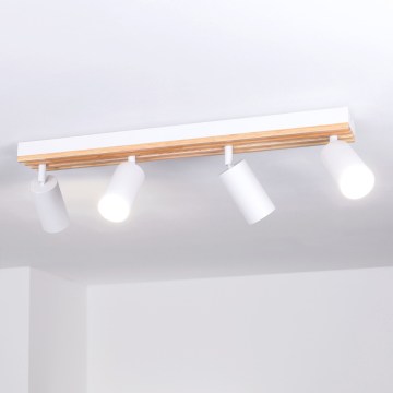 Brilagi - Reflektorska svetiljka SELE WOOD ACOUSTIC 4xGU10/30W/230V bela/drvo