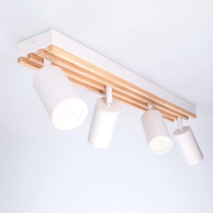 Brilagi - Reflektorska svetiljka SELE WOOD ACOUSTIC 4xGU10/30W/230V bela/drvo