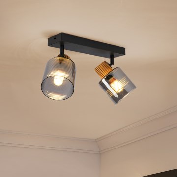 Brilagi - Reflektorsko svetlo HYGGE 2xE14/15W/230V crna/dimljeno staklo