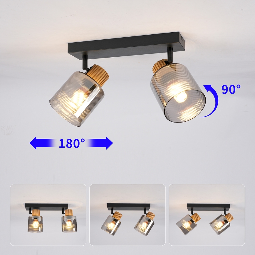 Brilagi - Reflektorsko svetlo HYGGE 2xE14/15W/230V crna/dimljeno staklo