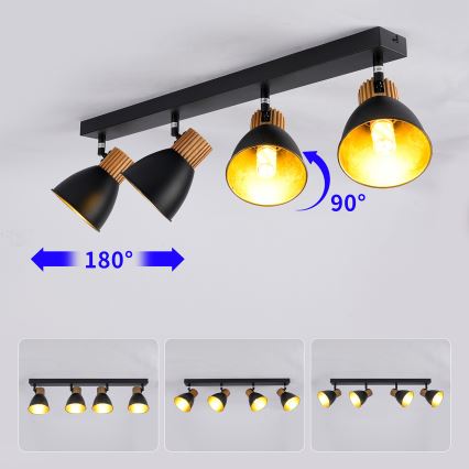 Brilagi - Reflektorsko svetlo ODENSE 4xE14/10W/230V drvo/crna