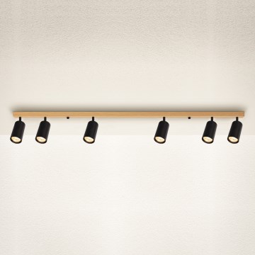 Brilagi - Reflektorsko svetlo SELE 6xGU10/30W/230V crno/dekor hrasta