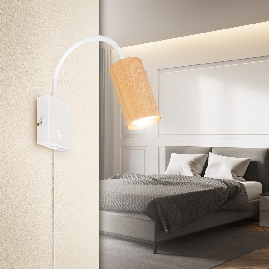 Brilagi - SELE fleksibilna zidna lampa 1xGU10/30W/230V bela/hrastov dekor