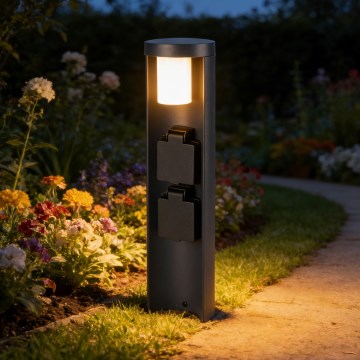 Brilagi - Spoljašnja lampa PILLAR sa 2 SCHUKO utičnicama, 1x G9/11W/230V, IP44, antracit
