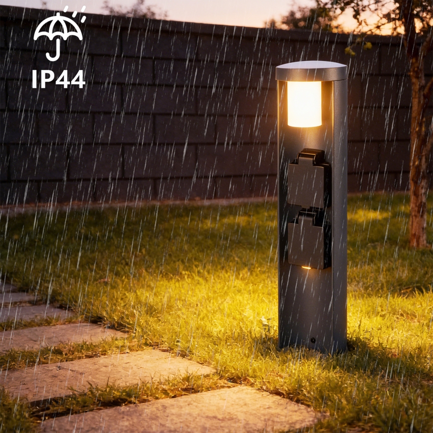 Brilagi - Spoljašnja lampa PILLAR sa 2 SCHUKO utičnicama, 1x G9/11W/230V, IP44, antracit