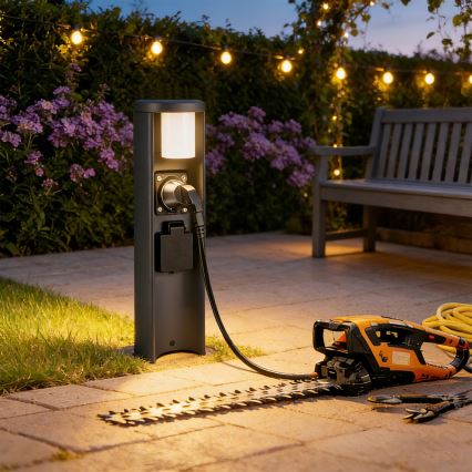 Brilagi - Spoljašnja lampa PILLAR sa 2 SCHUKO utičnicama, 1x G9/11W/230V, IP44, antracit