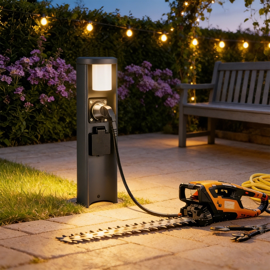 Brilagi - Spoljašnja lampa PILLAR sa 2 SCHUKO utičnicama, 1x G9/11W/230V, IP44, antracit
