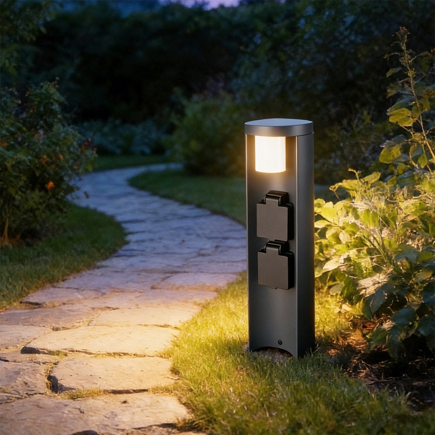 Brilagi - Spoljašnja lampa PILLAR sa 2 SCHUKO utičnicama, 1x G9/11W/230V, IP44, antracit