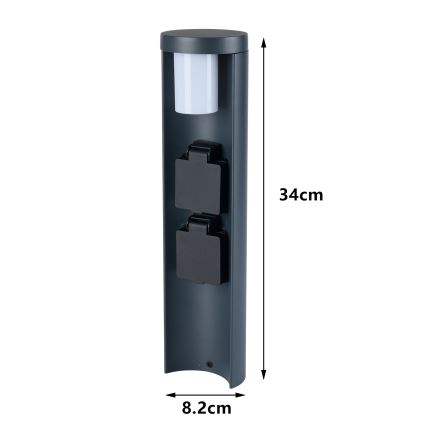 Brilagi - Spoljašnja lampa PILLAR sa 2 SCHUKO utičnicama, 1x G9/11W/230V, IP44, antracit