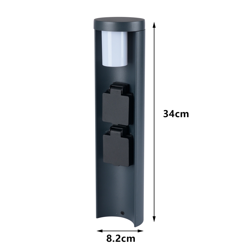 Brilagi - Spoljašnja lampa PILLAR sa 2 SCHUKO utičnicama, 1x G9/11W/230V, IP44, antracit