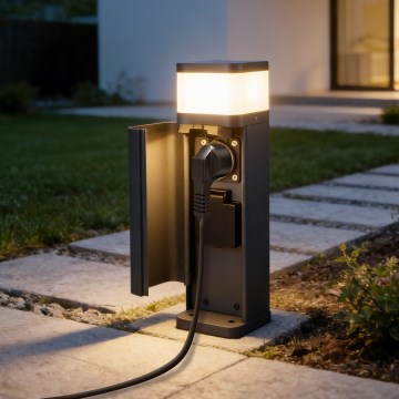 Brilagi - Spoljašnja lampa PILLAR sa dve SCHUKO utičnice, 1xG9/11W/230V, IP44, antracitna