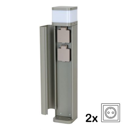 BRILAGI - Spoljašnja lampa sa 2 SCHUKO PILLAR utičnice 1xG9/11W/230V IP44 siva