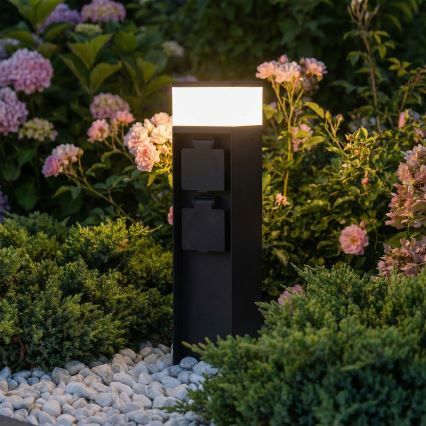 Brilagi - Spoljašnja lampa sa 2 SCHUKO utičnicama 1xG9/11W/230V IP44 crna
