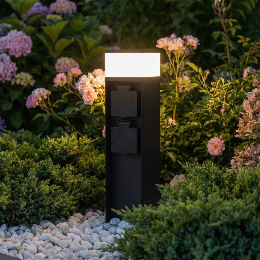 Brilagi - Spoljašnja lampa sa 2 SCHUKO utičnicama 1xG9/11W/230V IP44 crna